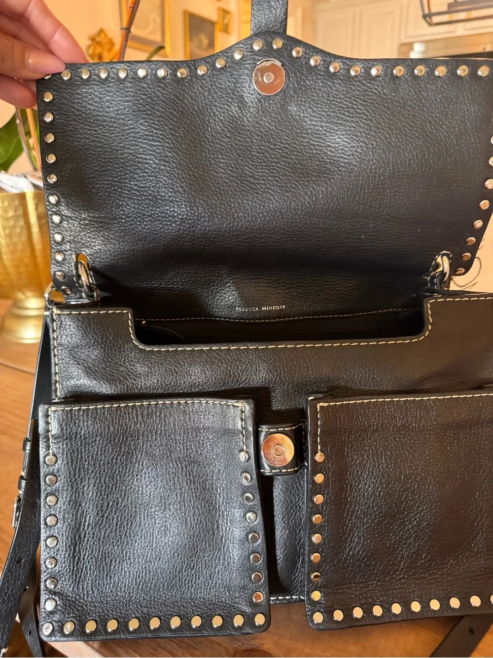 Rebecca Minkoff Black Leather Studded Crossbody Bag